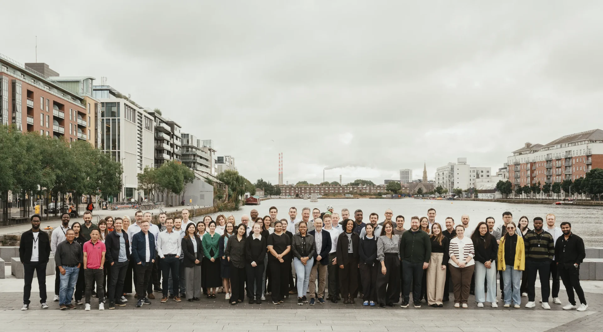 The Hyceon team outside the Dublin studio at Grand Canal Dock